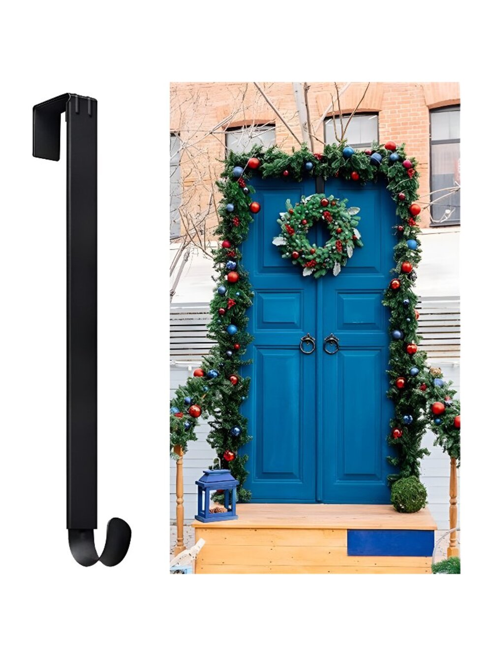 Adjustable Wreath Hanger from 15-24Inch, Metal Wreath Hook for Front Door, 20lb